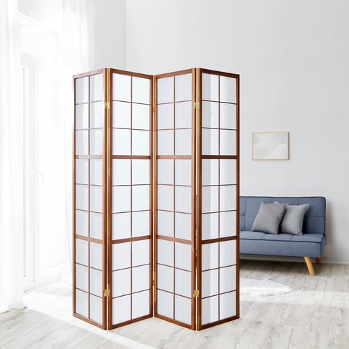 Paravent raumteiler holz - holz, 4-tlg